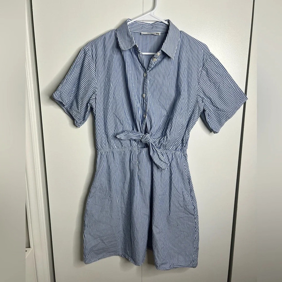 Thakoon- 100% cotton Blue Striped Tie Dress Size 10 - Picture 3 of 10